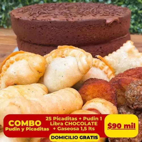 COMBO CUMPLEAÑOS- PUDIN CHOCOLATE, PICADITAS SURTIDAS Y GASEOSA